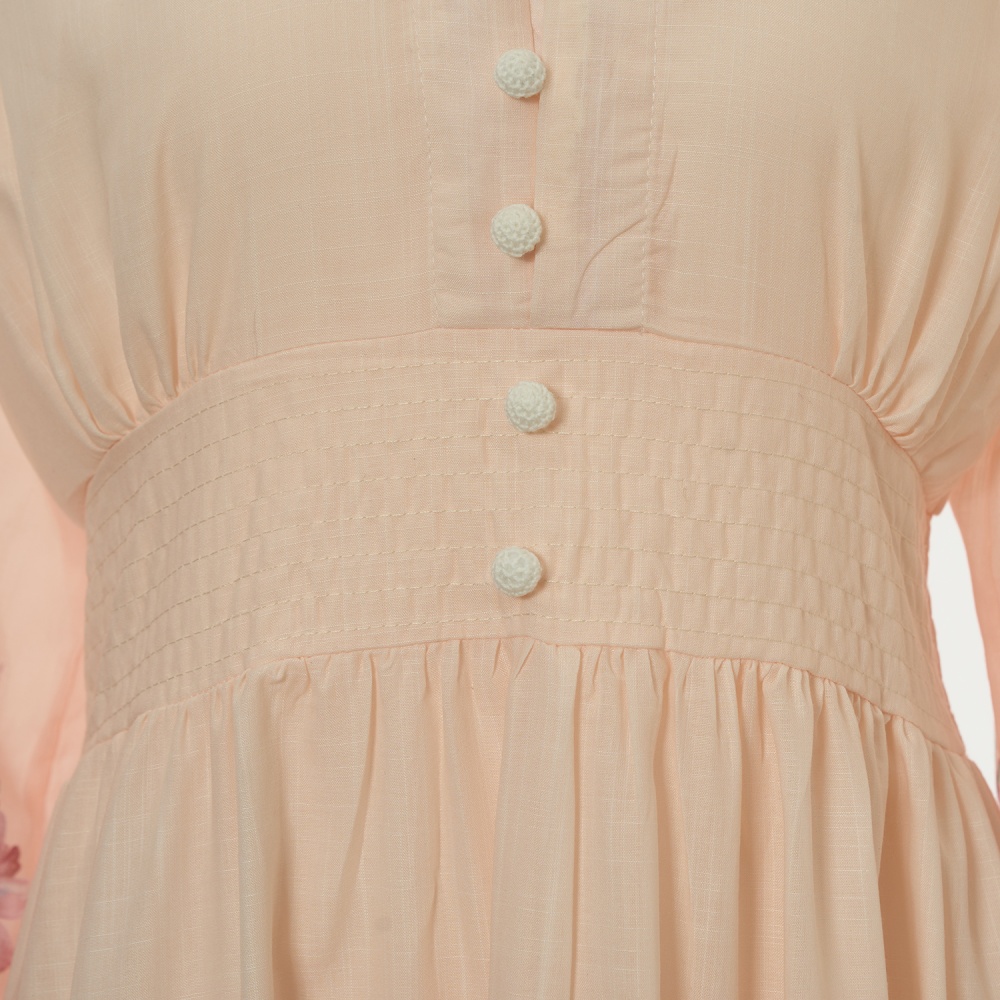 Flowers pattern elegant style vacation cotton dress