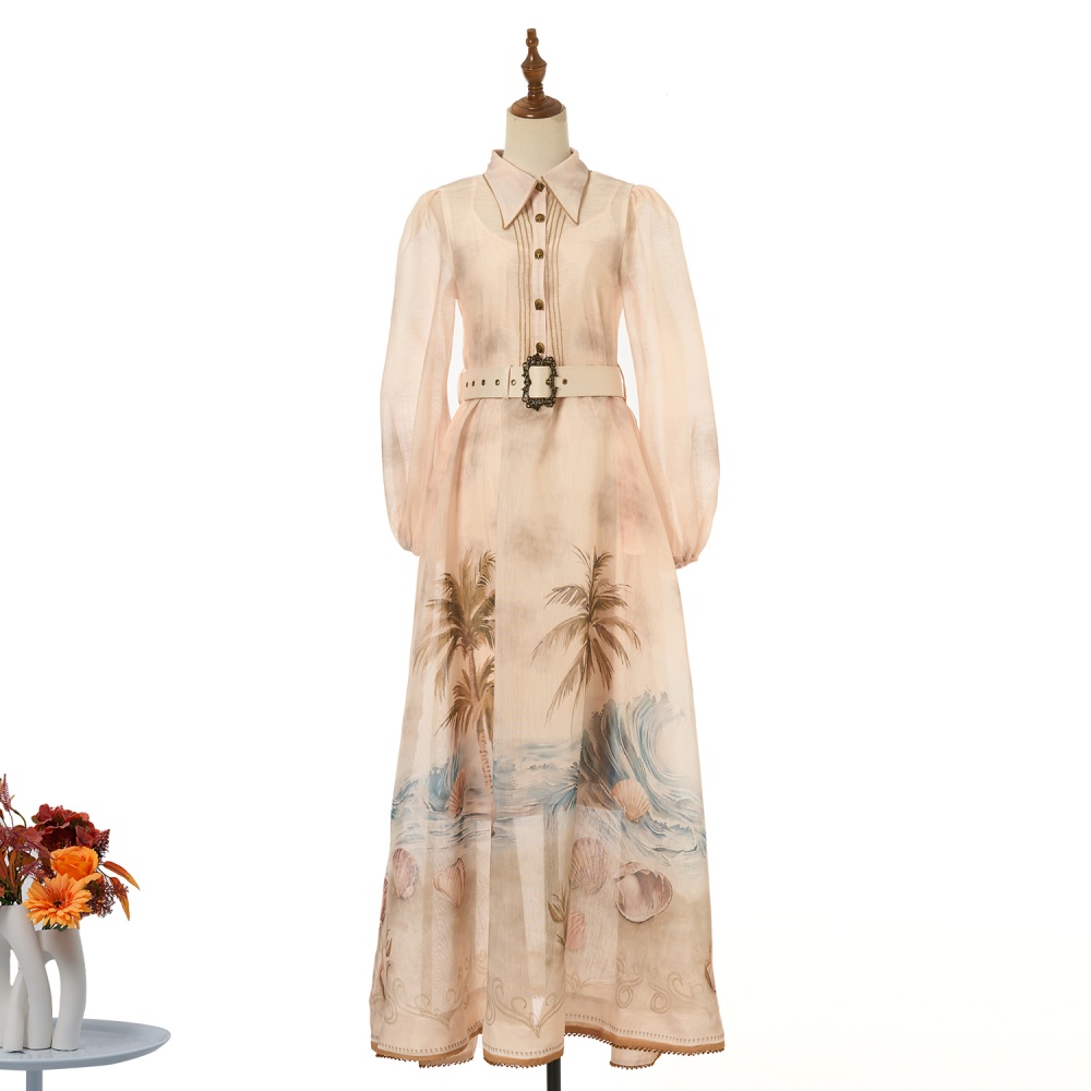 Long silk linen vacation big skirt dress