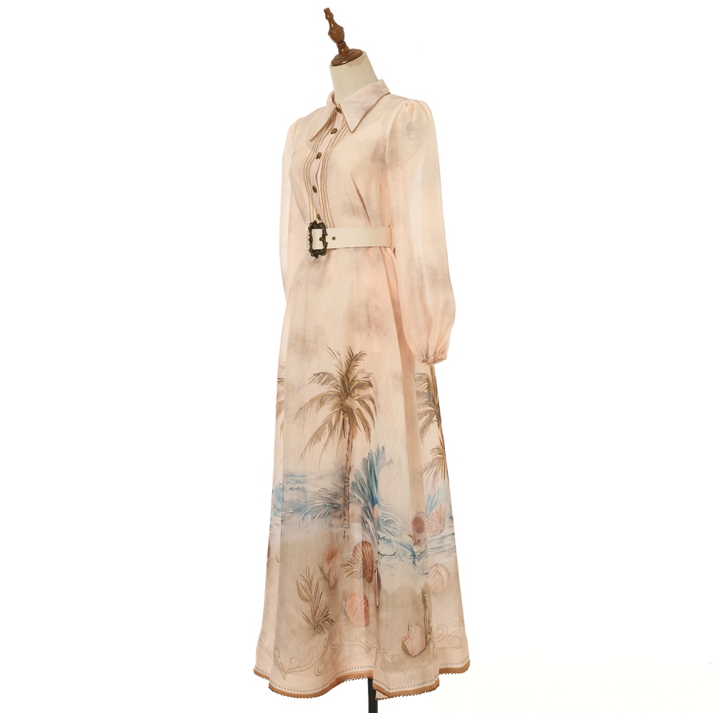 Long silk linen vacation big skirt dress