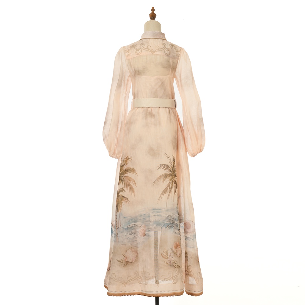 Long silk linen vacation big skirt dress