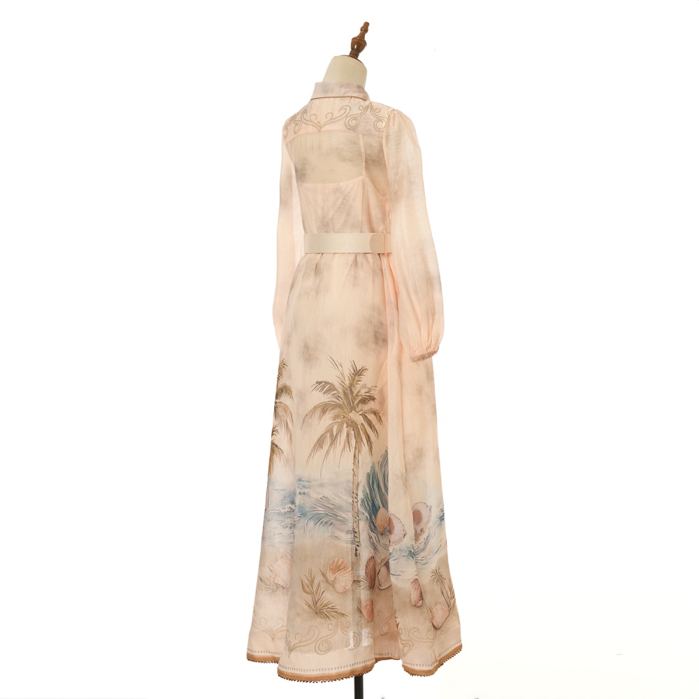 Long silk linen vacation big skirt dress