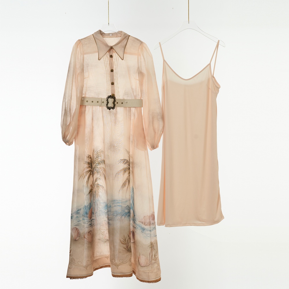 Long silk linen vacation big skirt dress