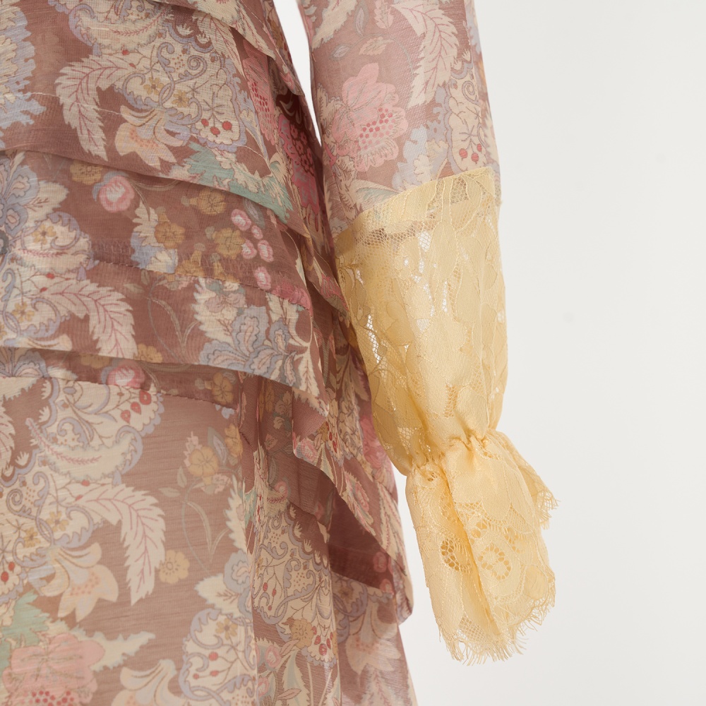 Vacation long silk linen skirt printing short tops a set