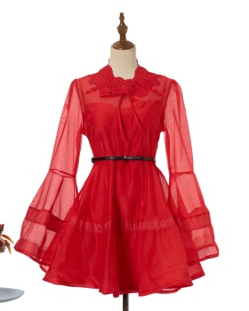 Mini lantern sleeve vacation silk dress