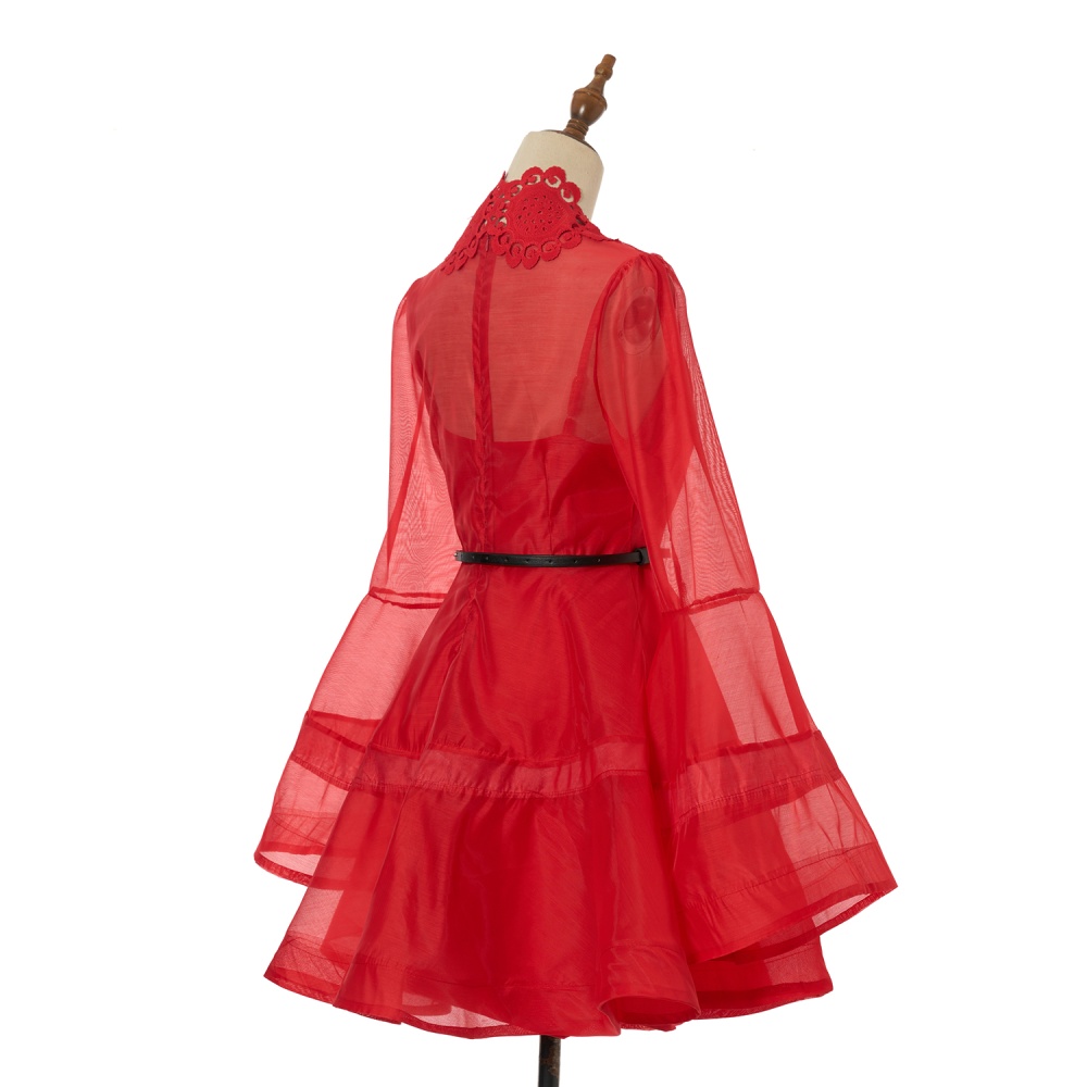 Mini lantern sleeve vacation silk dress