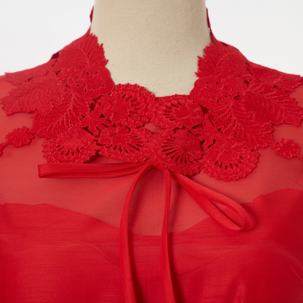 Mini lantern sleeve vacation silk dress