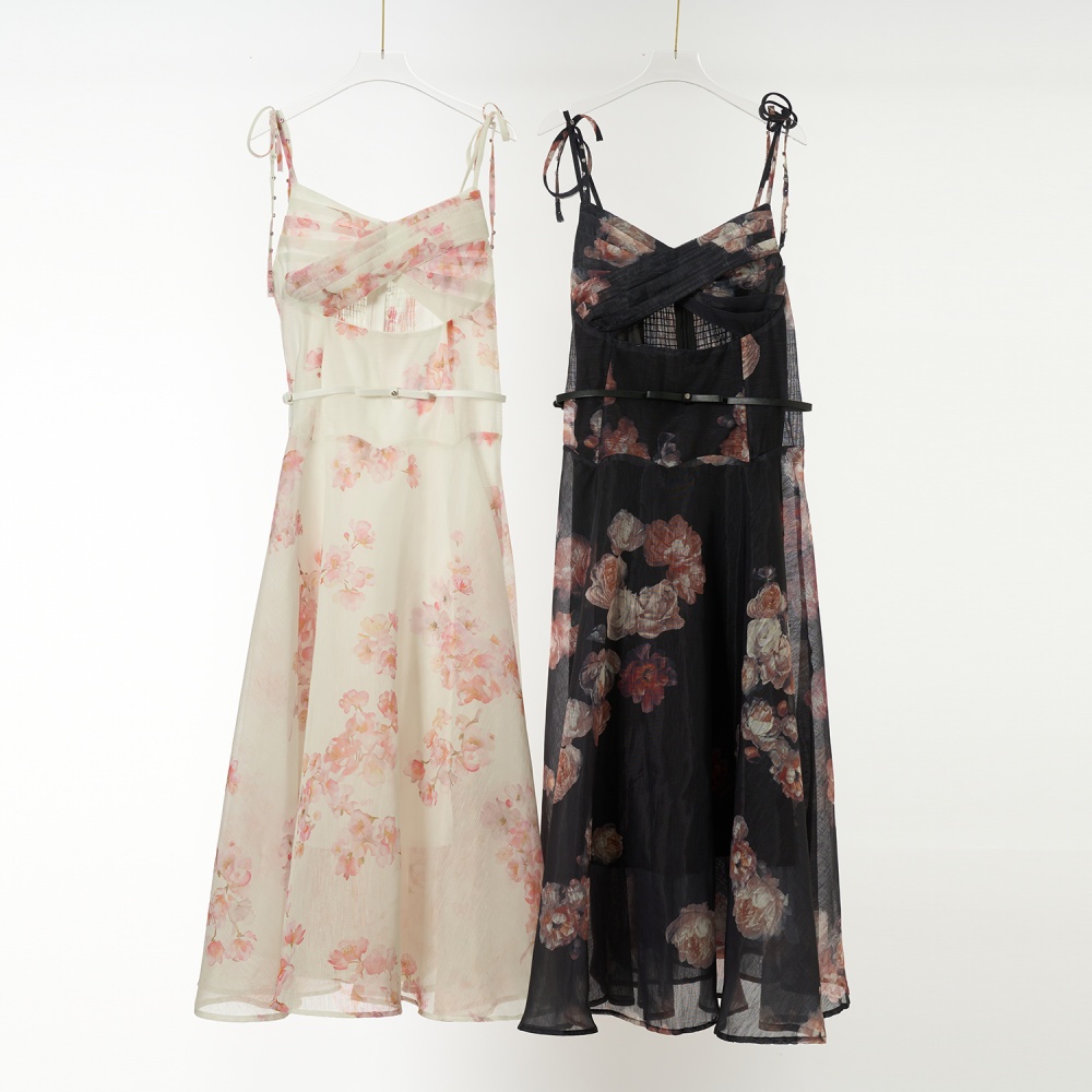 Rhinestone hollow sling long dress