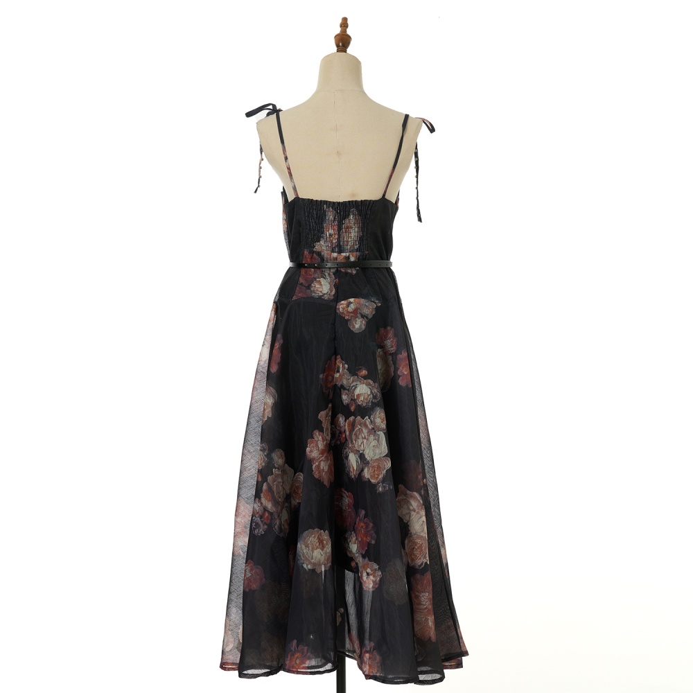 Rhinestone hollow sling long dress