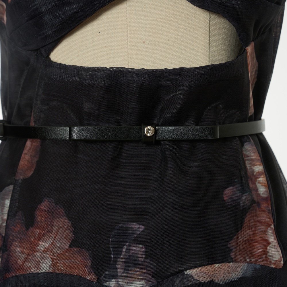 Rhinestone hollow sling long dress