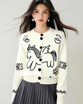 Cartoon childlike all-match coat slim embroidery cardigan