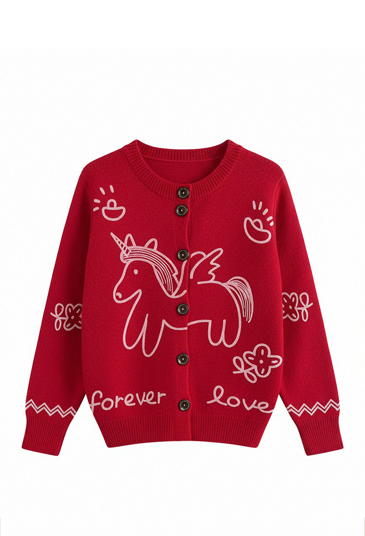 Cartoon childlike all-match coat slim embroidery cardigan