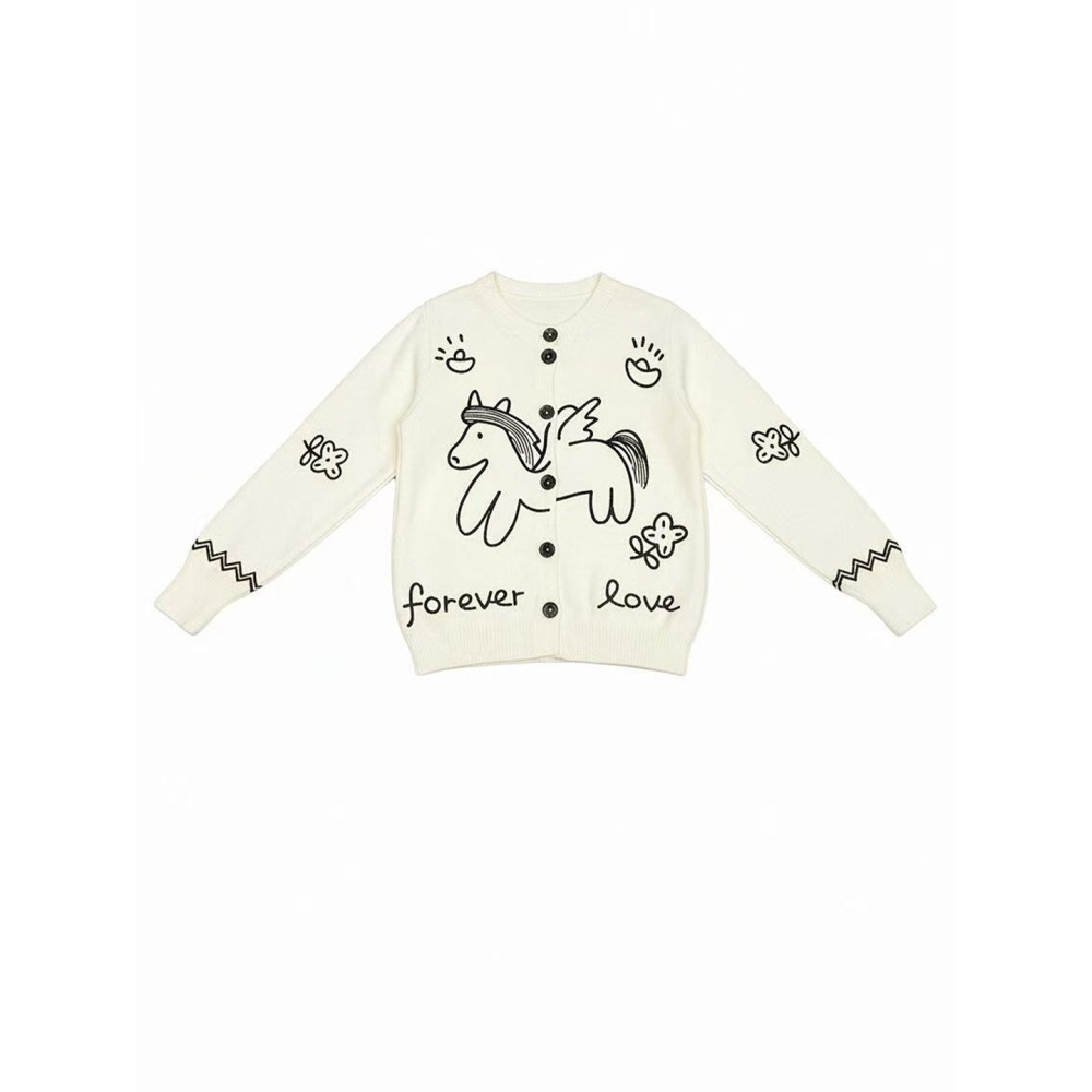 Cartoon childlike all-match coat slim embroidery cardigan