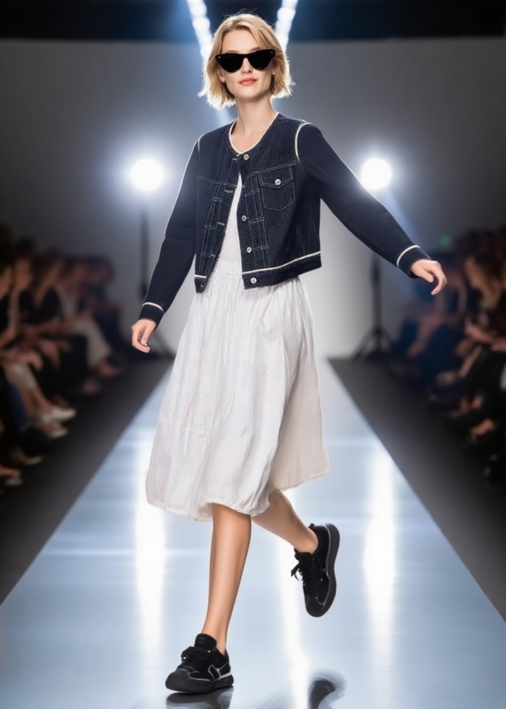 Simple retro coat denim splice tops for women