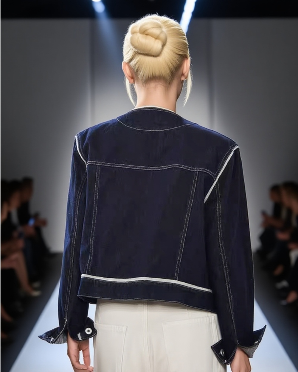 Simple retro coat denim splice tops for women