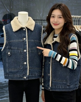 Thick show young Korean style waistcoat fashion denim coat