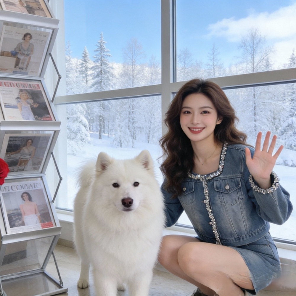 Square collar blue denim fashion sequins Casual washed coat