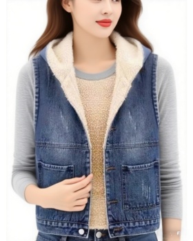 Lambs wool all-match waistcoat thick coat