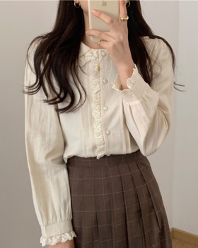 Long sleeve beautiful shirt lace collar tops for women