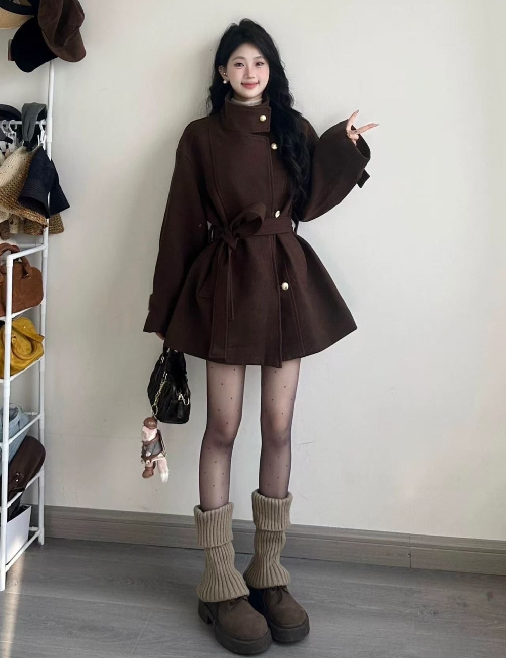 Autumn and winter woolen coat overcoat for women
