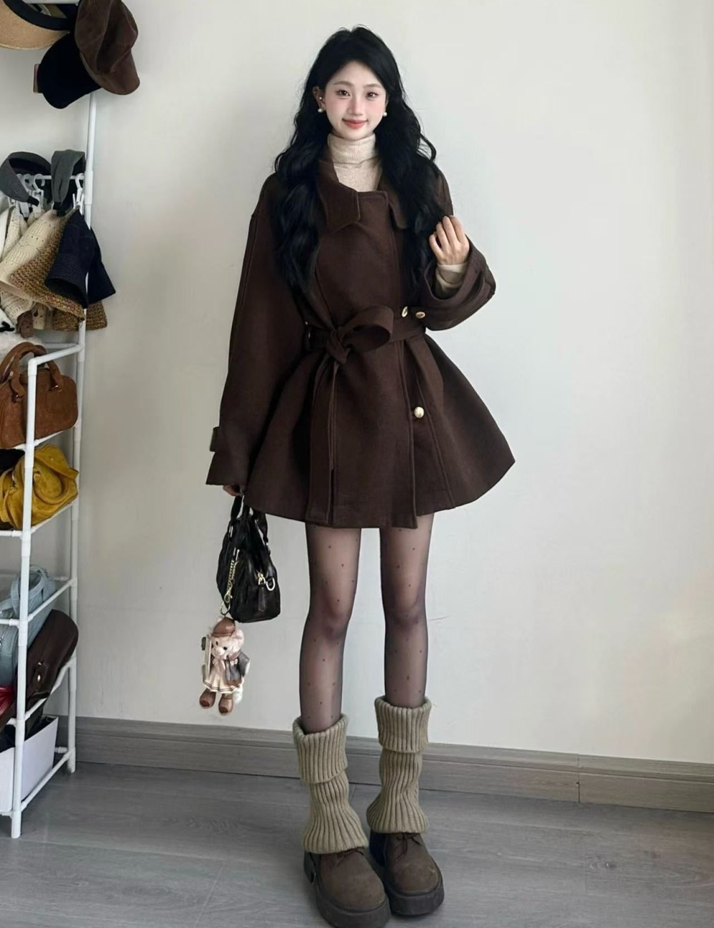 Autumn and winter woolen coat overcoat for women