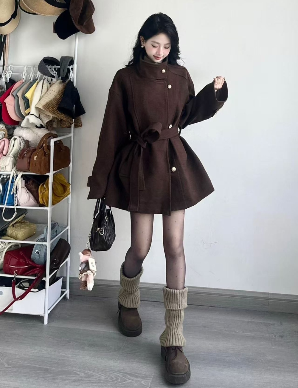 Autumn and winter woolen coat overcoat for women
