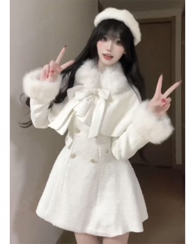 Spring and autumn dress white cloak 2pcs set for women
