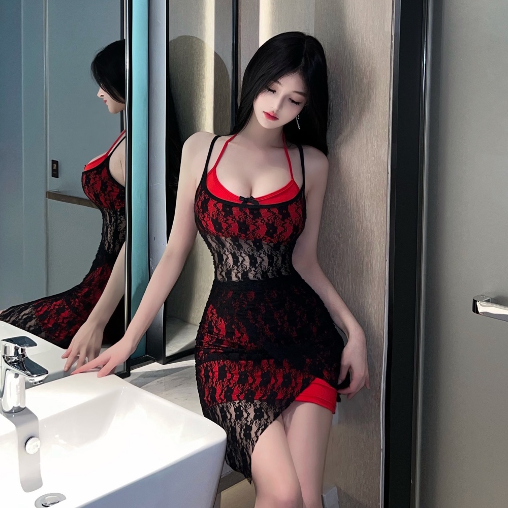 Lace sling tight double spicegirl package hip dress for women