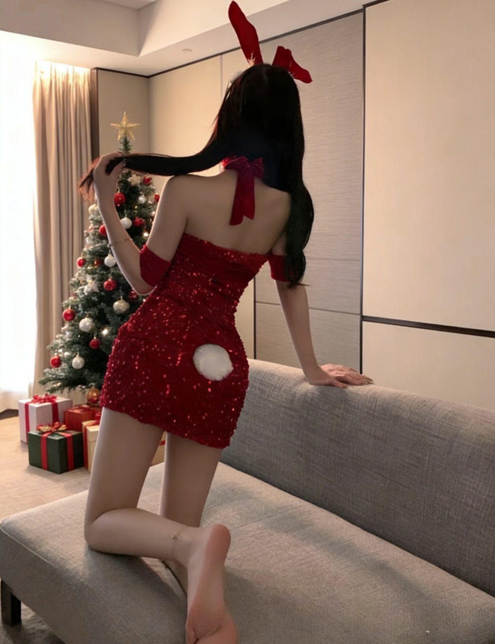 Wrapped chest with dress christmas hair band for women