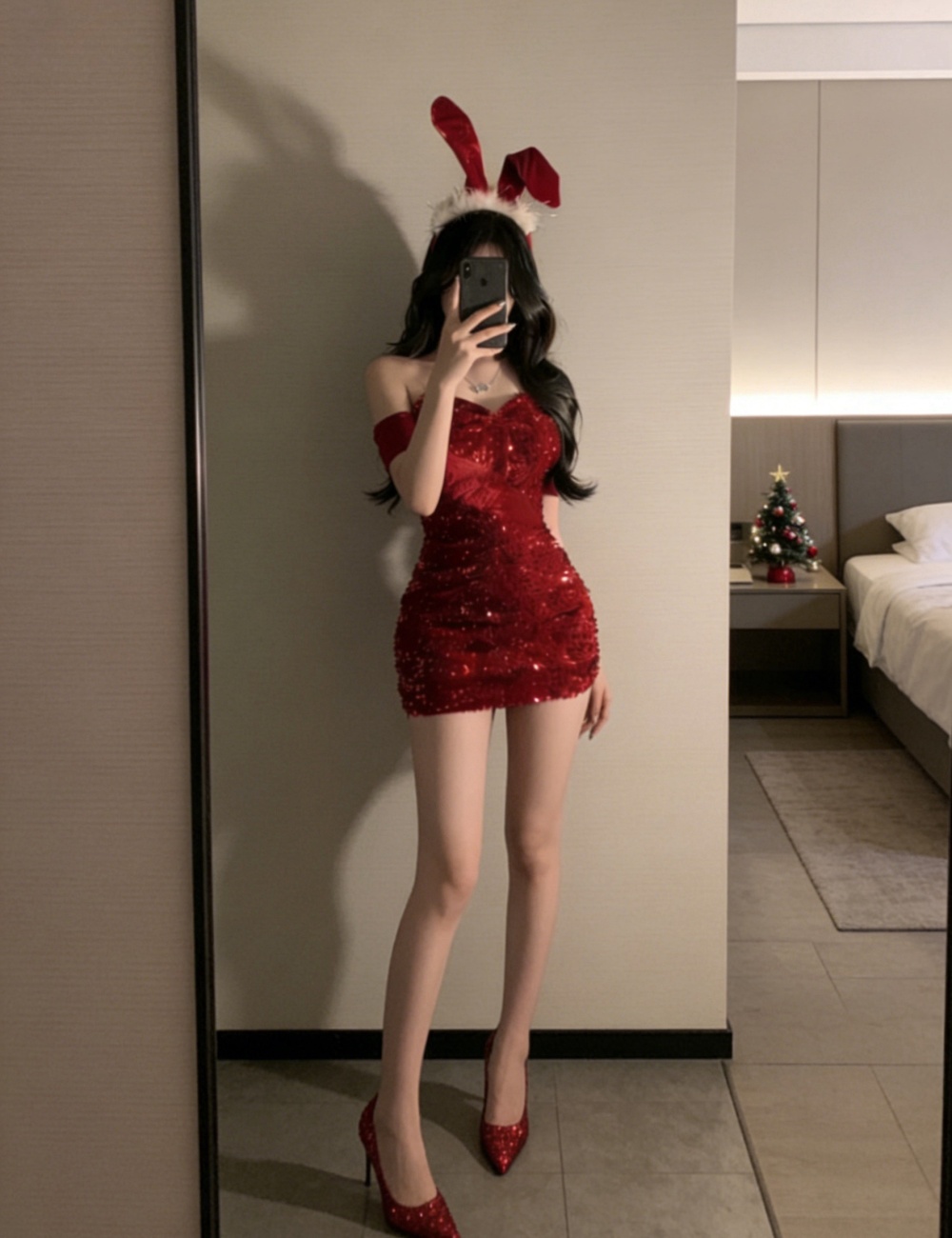 Wrapped chest with dress christmas hair band for women