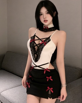 Lace package hip tops sling leotard a set for women