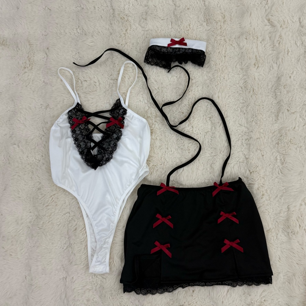 Lace package hip tops sling leotard a set for women