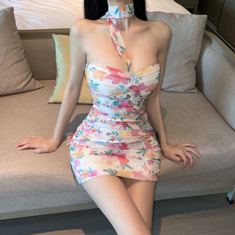 Package hip seaside halter vacation sexy dress for women