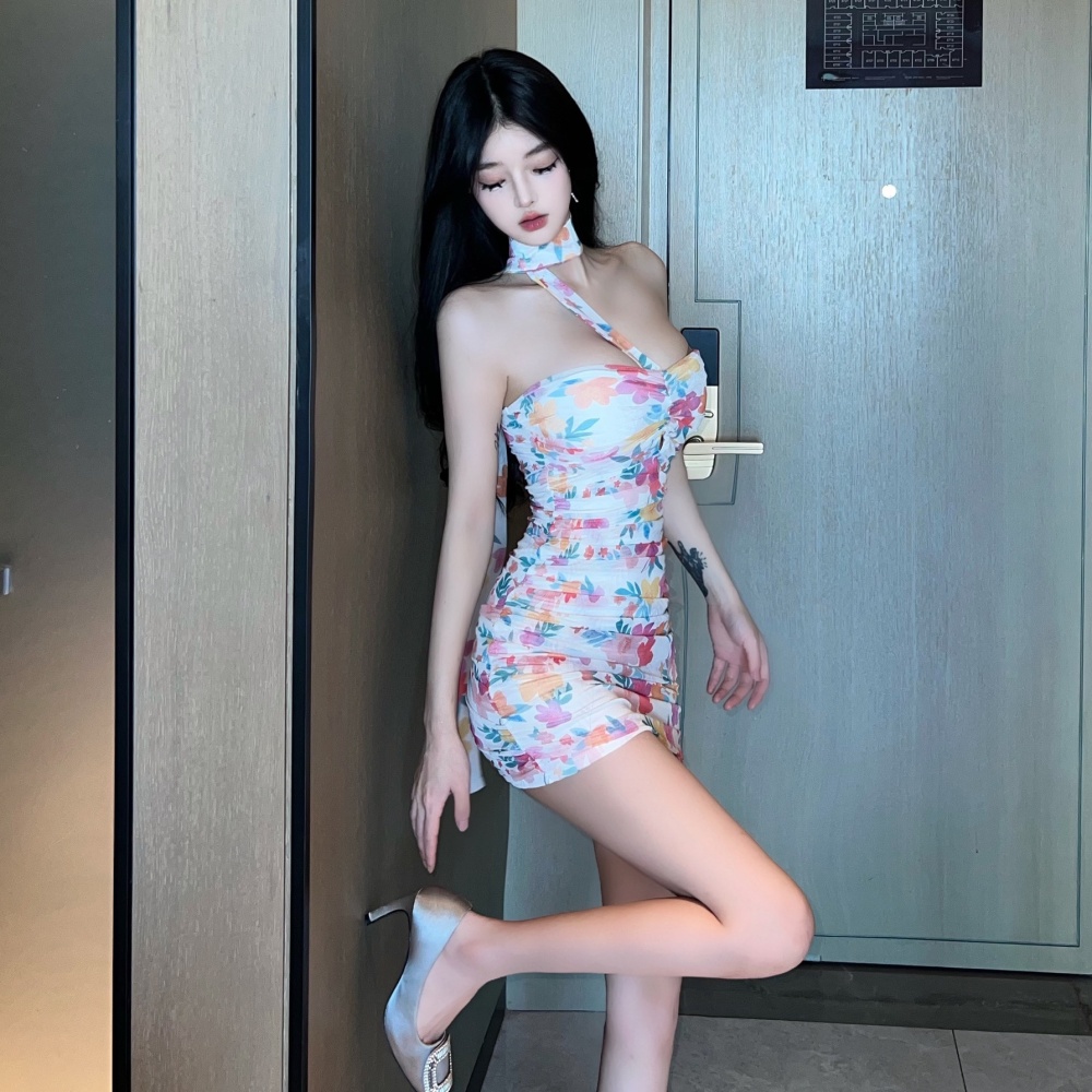 Package hip seaside halter vacation sexy dress for women