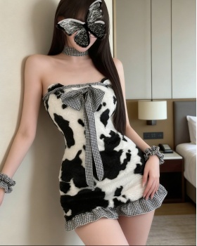 Sexy slim short wrapped chest plush dress for women