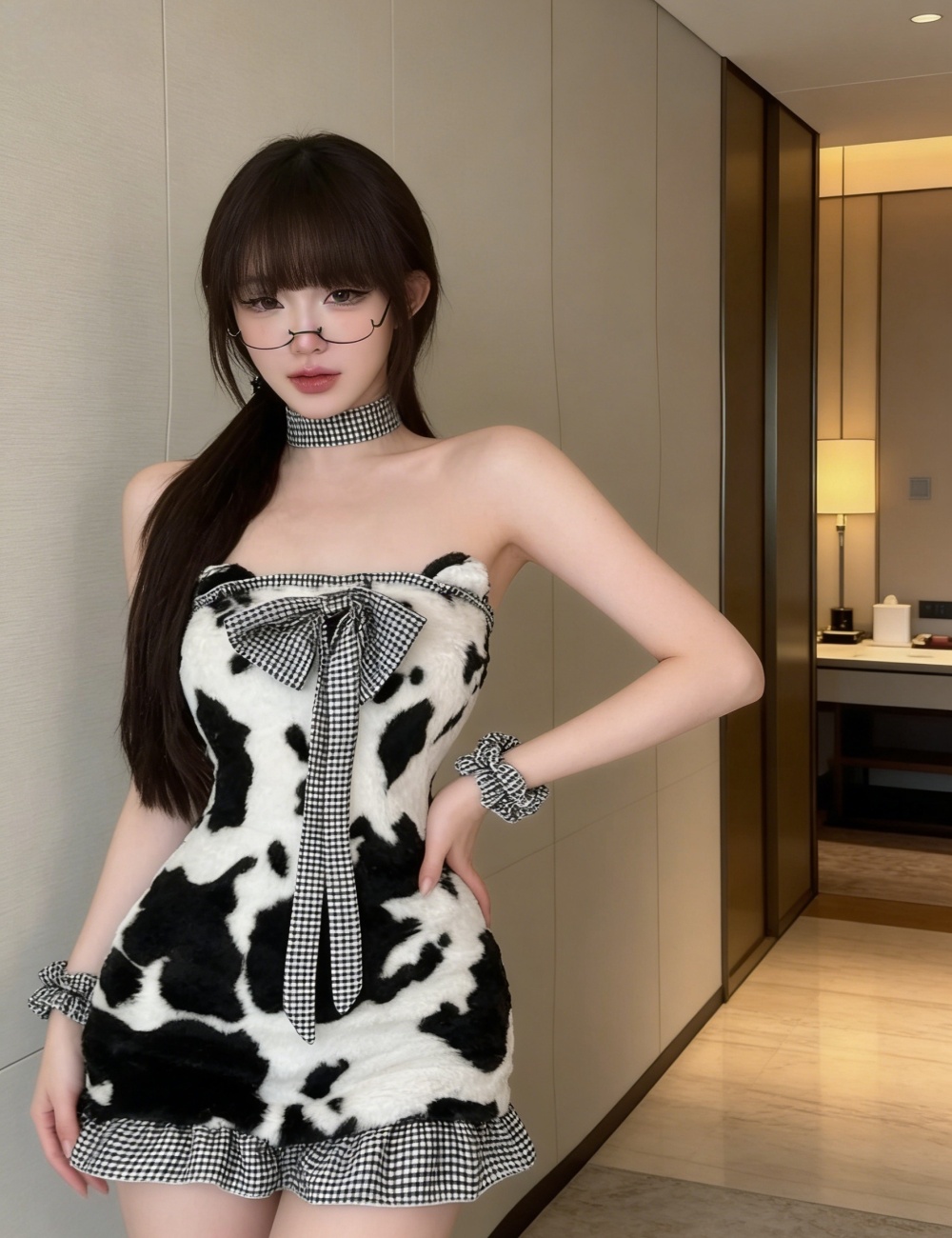 Sexy slim short wrapped chest plush dress for women