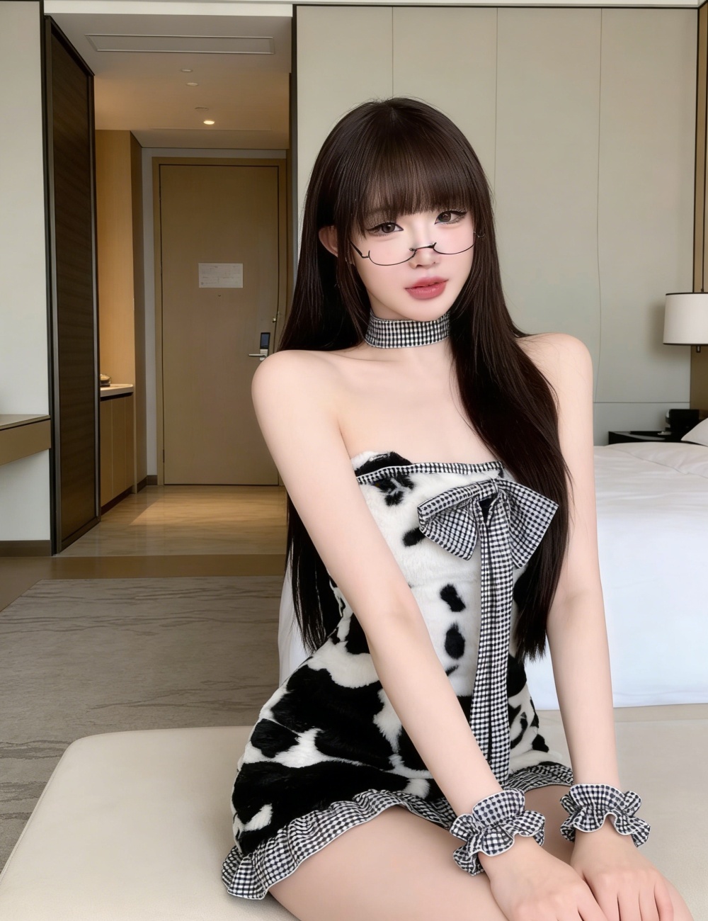 Sexy slim short wrapped chest plush dress for women