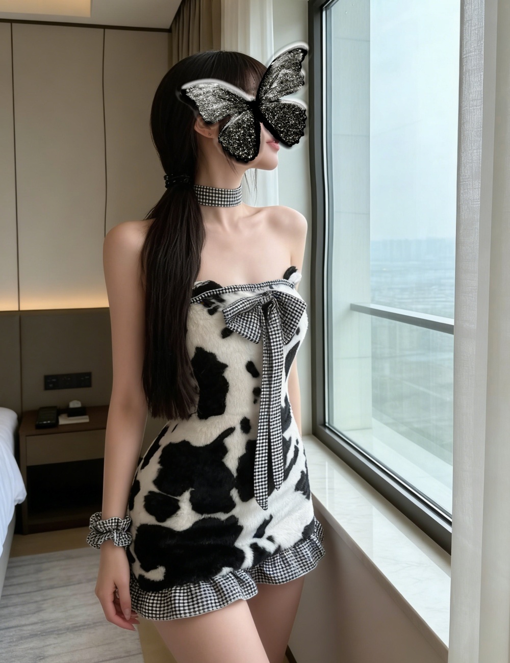 Sexy slim short wrapped chest plush dress for women