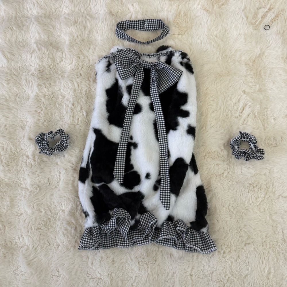 Sexy slim short wrapped chest plush dress for women