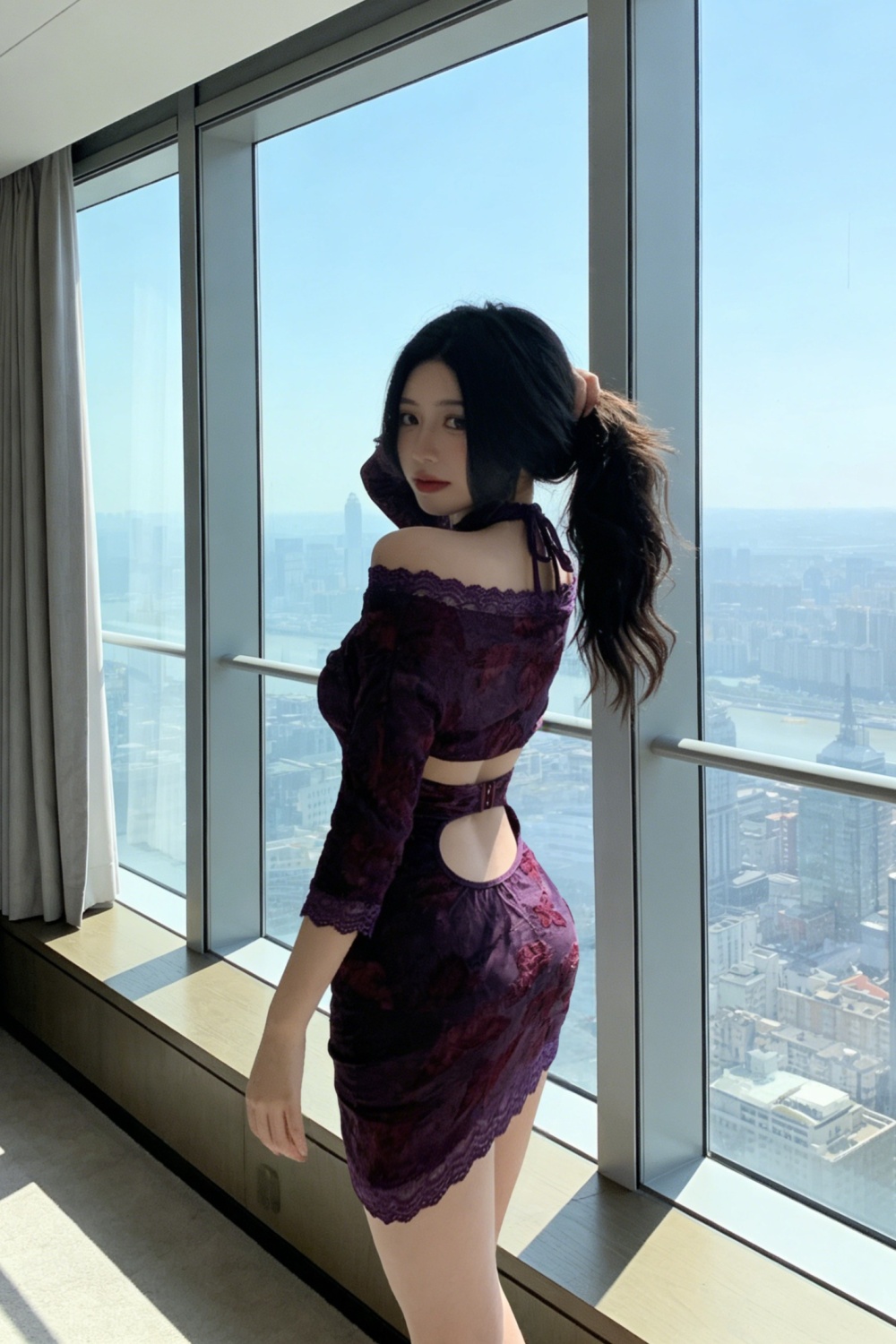 Short low-cut jacket short sleeve dress 2pcs set