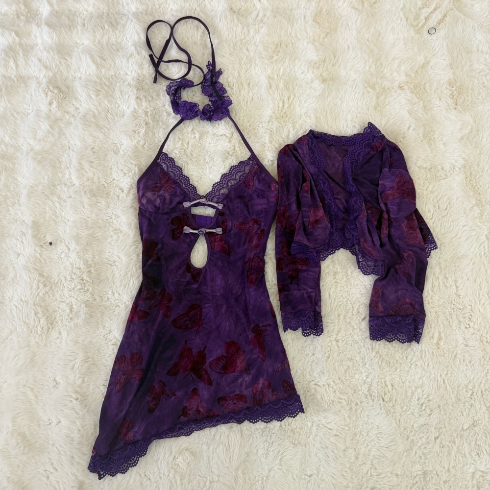 Short low-cut jacket short sleeve dress 2pcs set