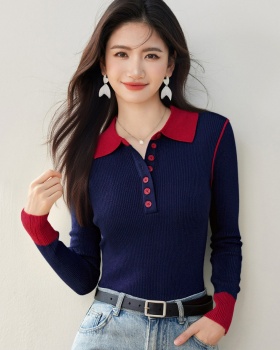 Mixed colors all-match slim sweater for women