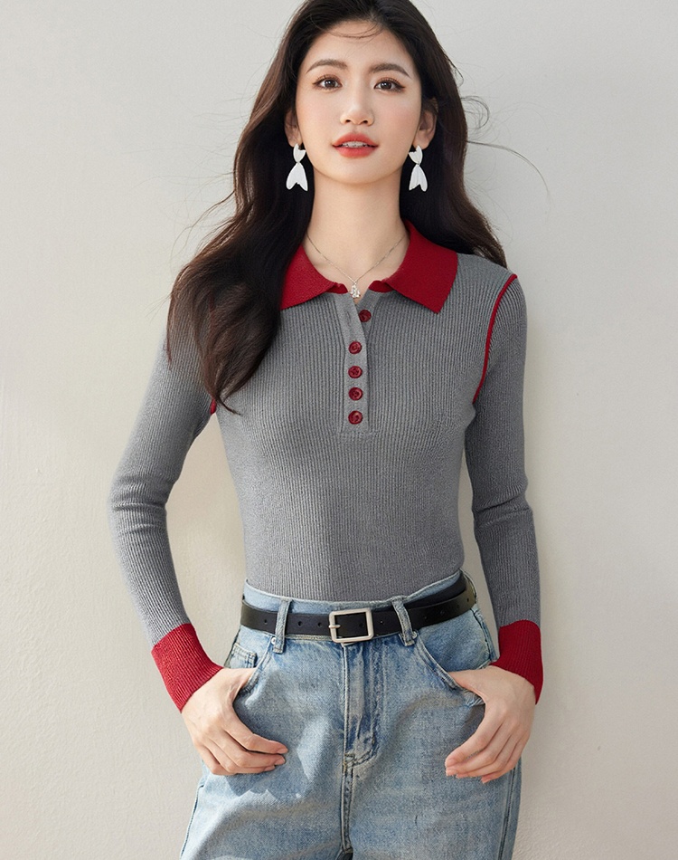 Mixed colors all-match slim sweater for women