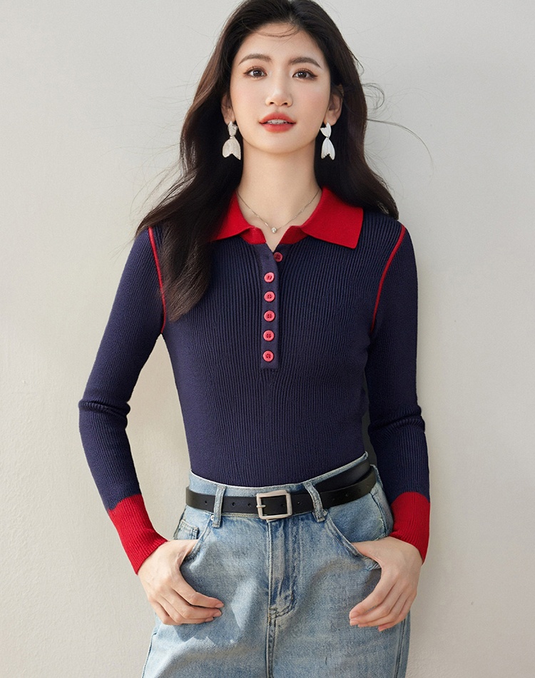 Mixed colors all-match slim sweater for women