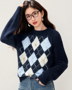 Lazy retro winter tops art quilted sweater