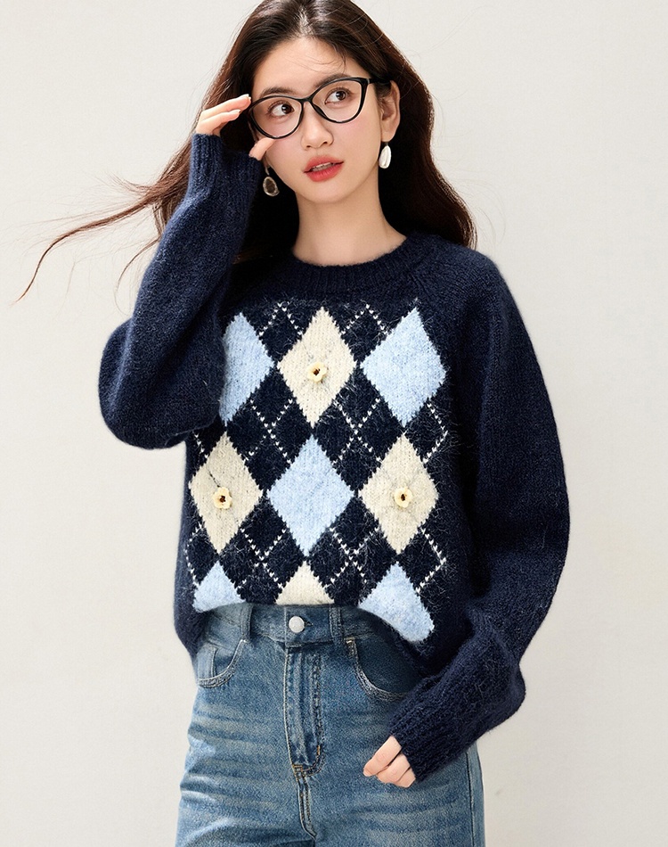 Lazy retro winter tops art quilted sweater