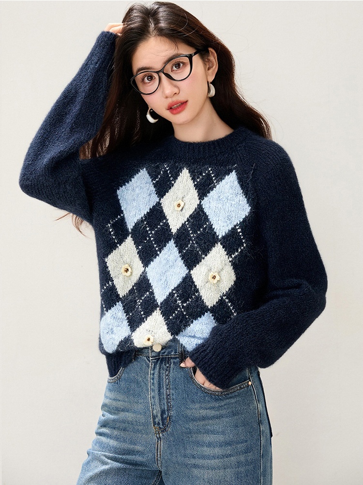 Lazy retro winter tops art quilted sweater