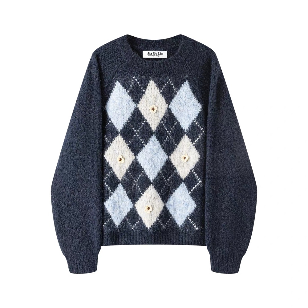 Lazy retro winter tops art quilted sweater