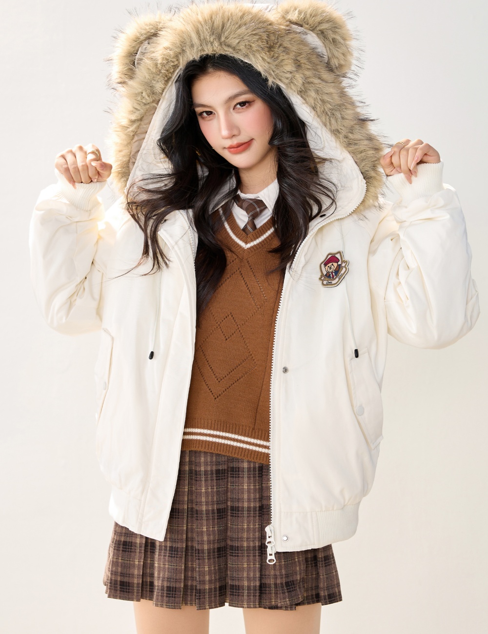 Fur collar cubs coat autumn and winter cotton coat