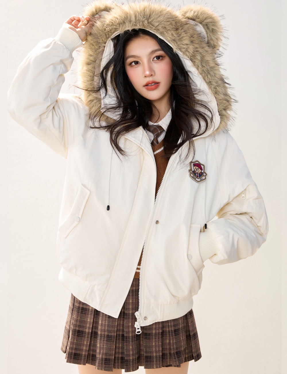 Fur collar cubs coat autumn and winter cotton coat