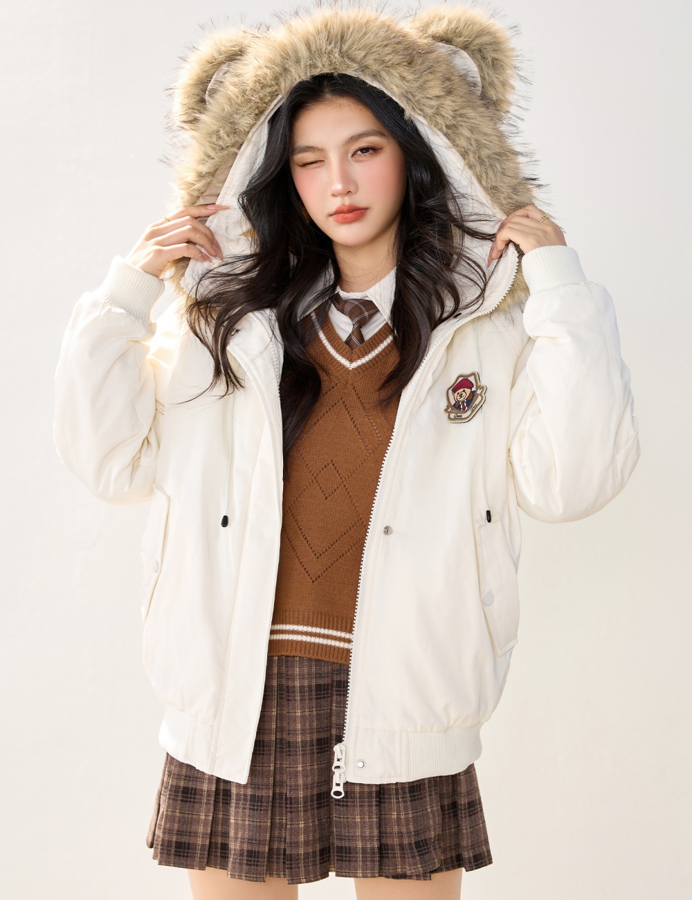 Fur collar cubs coat autumn and winter cotton coat